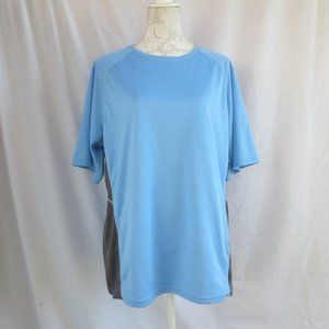 Baleaf Top Blue Gray Colorblock Stretch Short Sleeve Comfy Workout Plus Size 1X